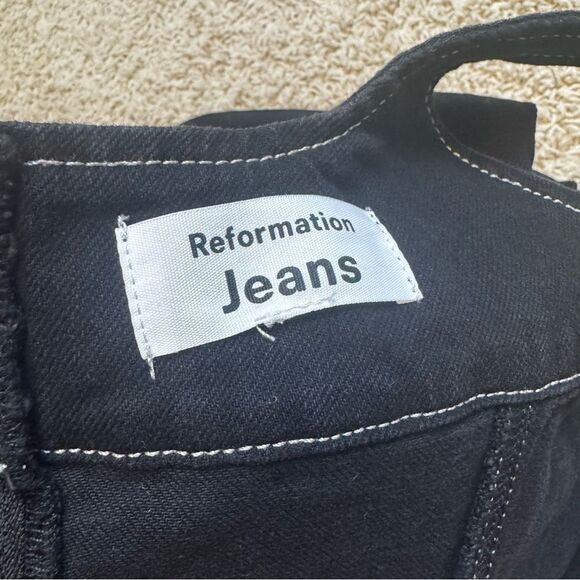 Reformation Black Corset Jean Dress size 6 Davies Bustier Denim Mini Dress - Picture 7 of 7